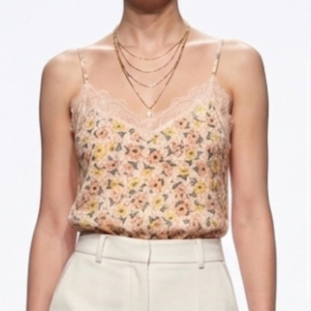 CODE X MODE Floral Star Lace Trim Cami Top Peach Yellow CKT190599-RC Large